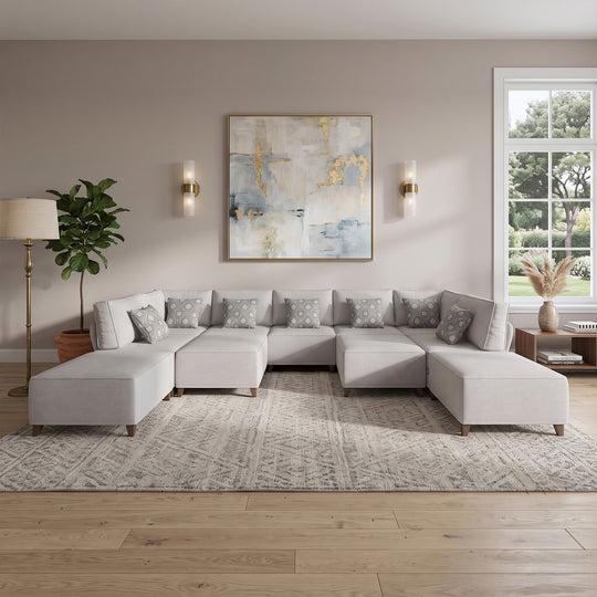 Flexion 11-Piece Movie Night Lounge – Ultra-Oversized Pit Sectional with Washable Slipcovers - FlexionHome