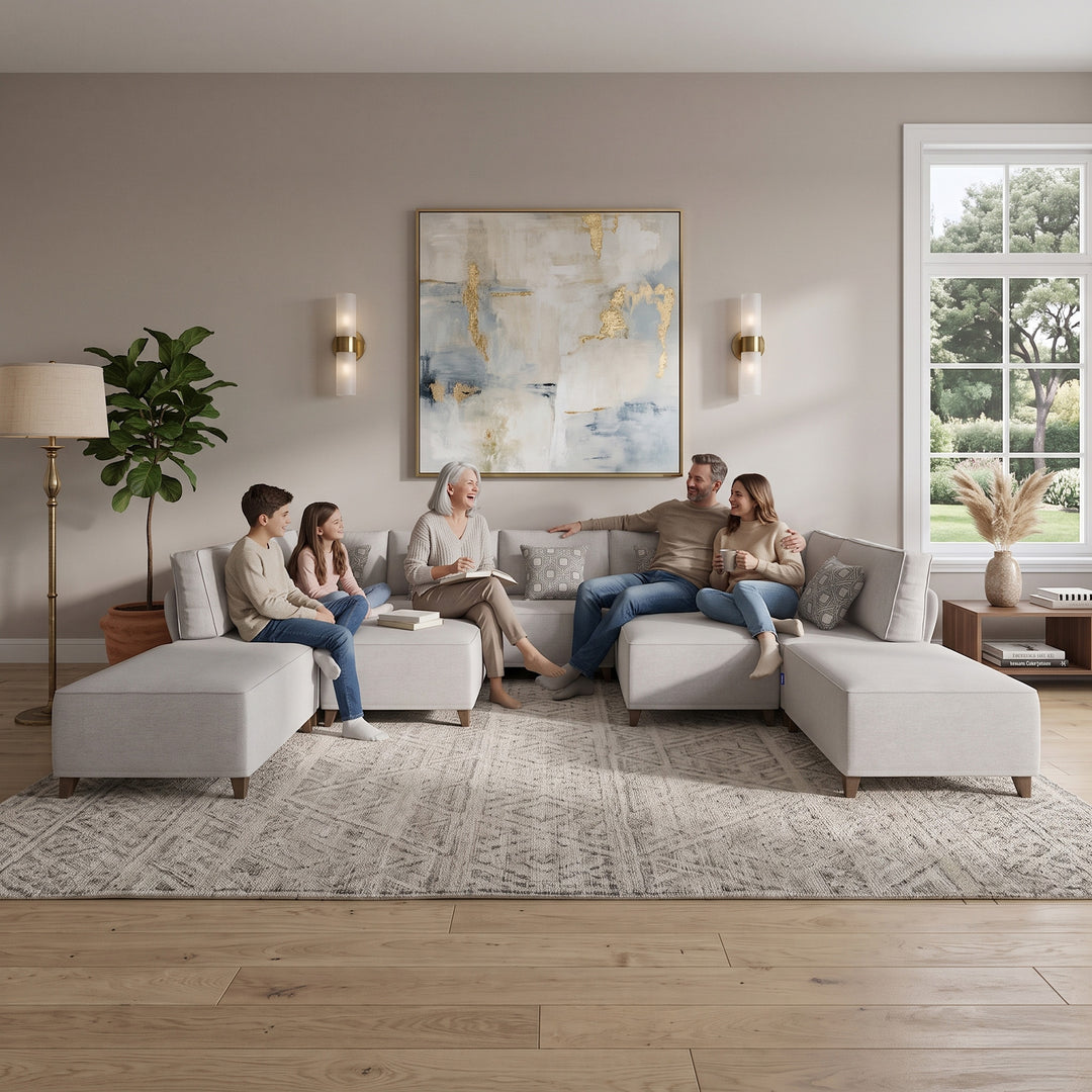 Flexion 11-Piece Movie Night Lounge – Ultra-Oversized Pit Sectional with Washable Slipcovers - FlexionHome