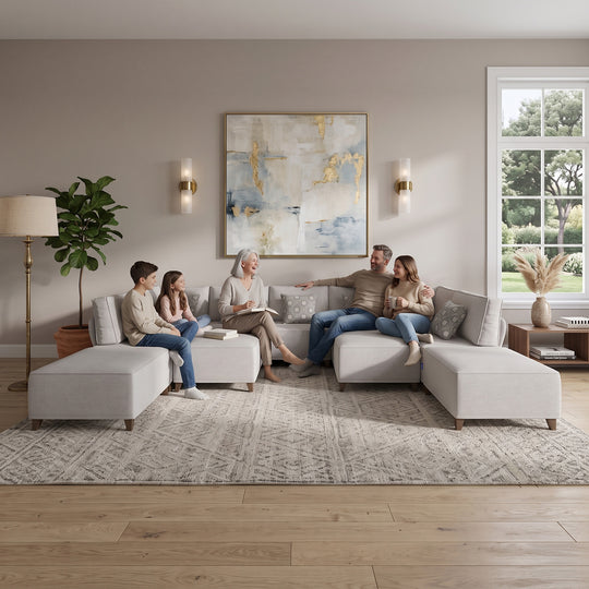 Flexion 11-Piece Movie Night Lounge – Ultra-Oversized Pit Sectional with Washable Slipcovers - FlexionHome