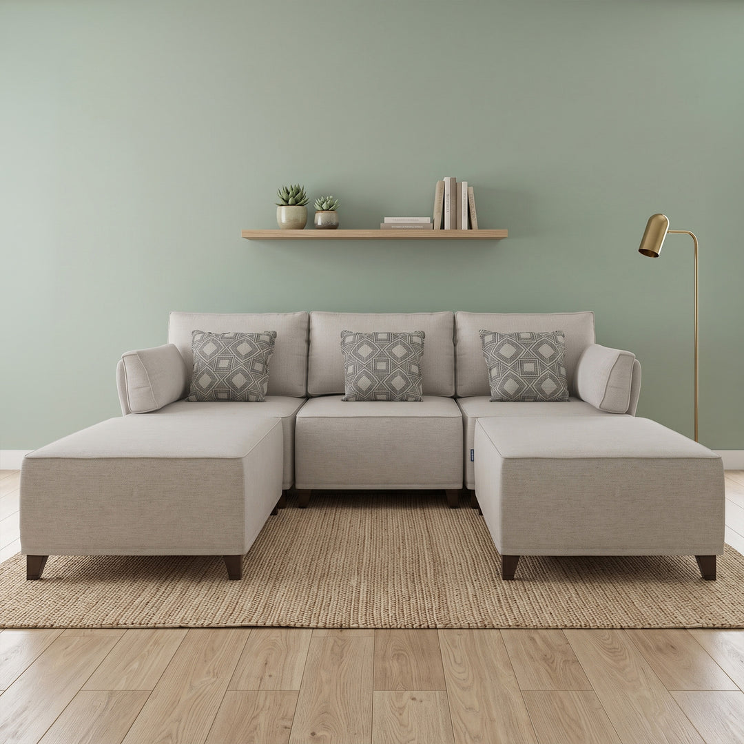 Flexion 5-Piece Double Chaise Sectional – Premium Modular Sofa with Washable Slipcovers - FlexionHome