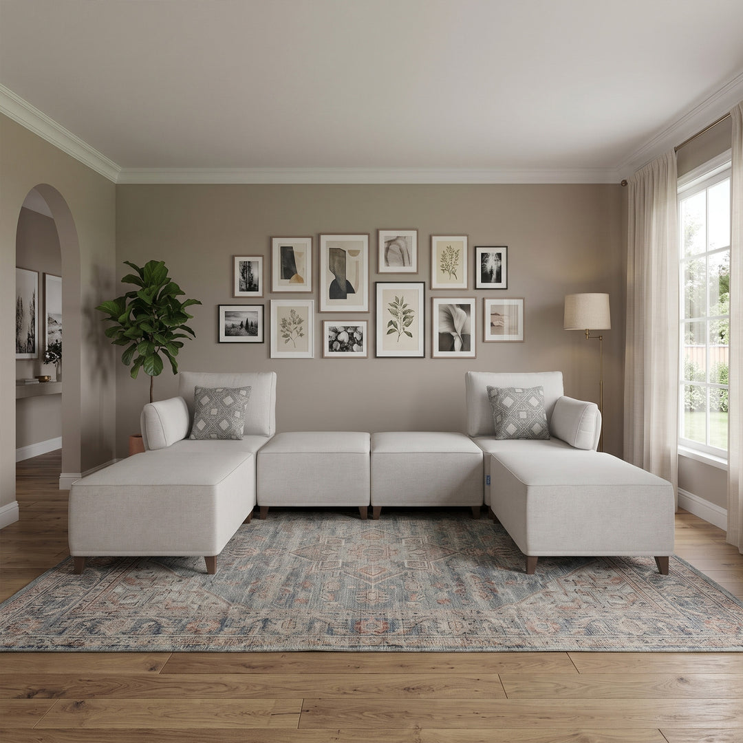 Flexion 6-Piece Large Double Chaise Sectional – Premium Modular Sofa with Washable Slipcovers - FlexionHome