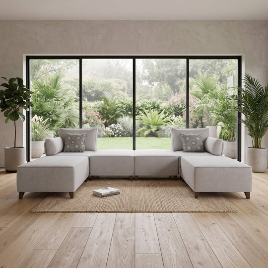 Flexion 6-Piece Large Double Chaise Sectional – Premium Modular Sofa with Washable Slipcovers - FlexionHome