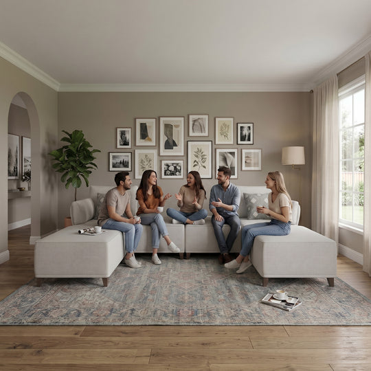Flexion 6-Piece Large Double Chaise Sectional – Premium Modular Sofa with Washable Slipcovers - FlexionHome