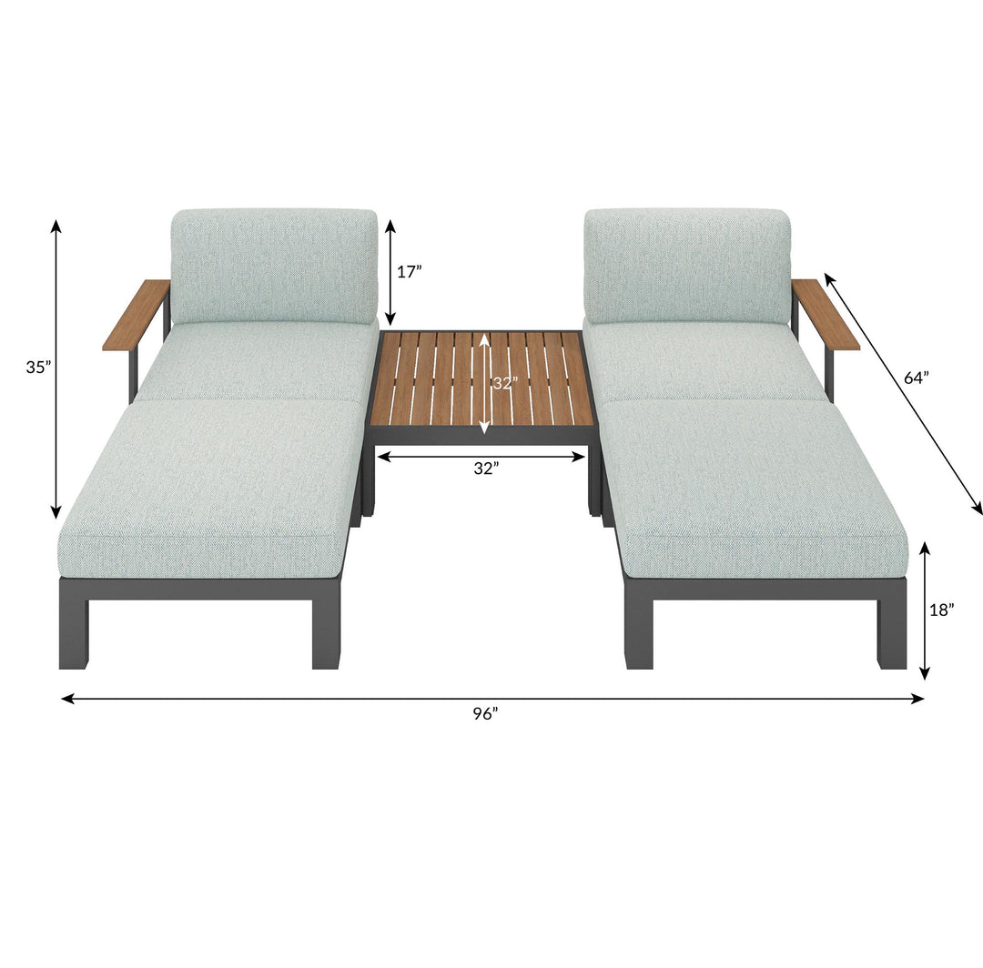 Flexion Home Newport 5‑Piece Outdoor Modular Patio Set - FlexionHome