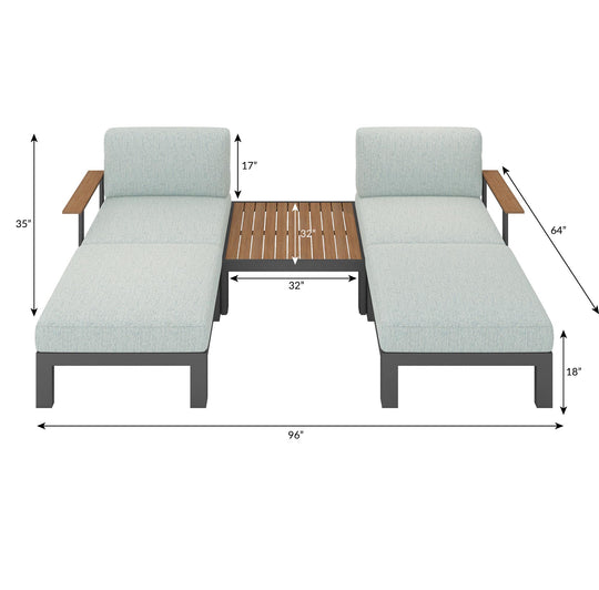 Flexion Home Newport 5‑Piece Outdoor Modular Patio Set - FlexionHome