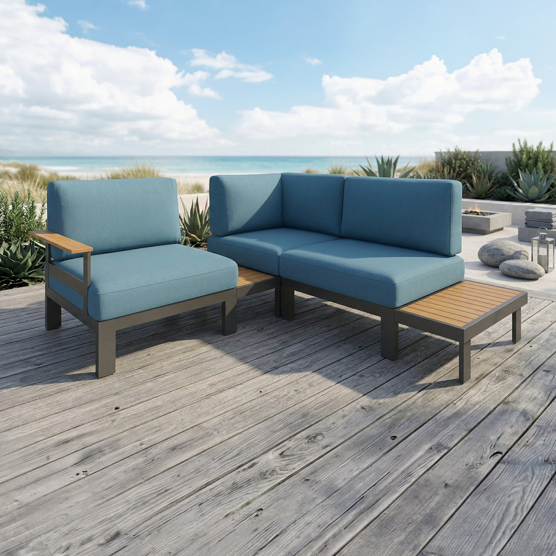 Newport L‑Shape Modular Sectional with ChromWood™ Attachable End Tables - FlexionHome