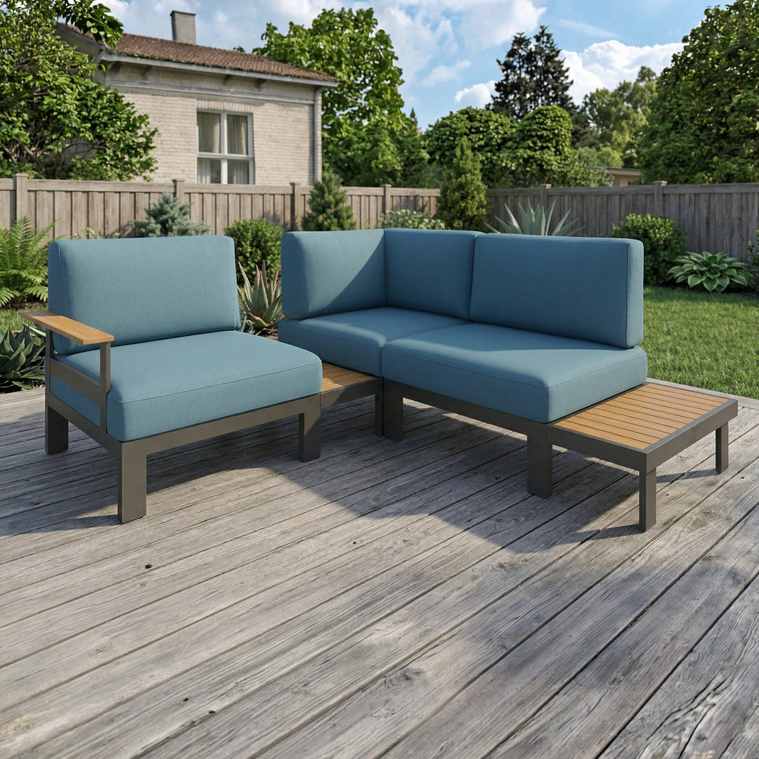 Newport L‑Shape Modular Sectional with ChromWood™ Attachable End Tables - FlexionHome