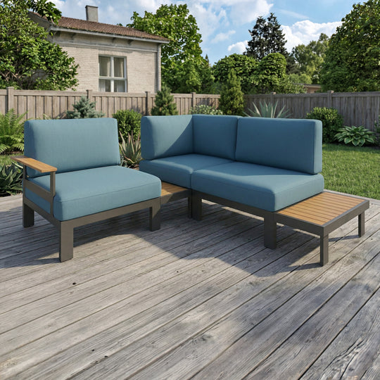 Newport L‑Shape Modular Sectional with ChromWood™ Attachable End Tables - FlexionHome