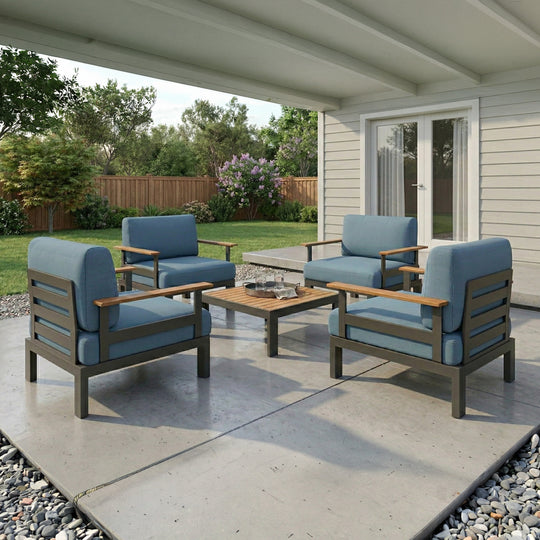 Newport 5‑Piece Chat Group with ChromWood™ Coffee Table - FlexionHome