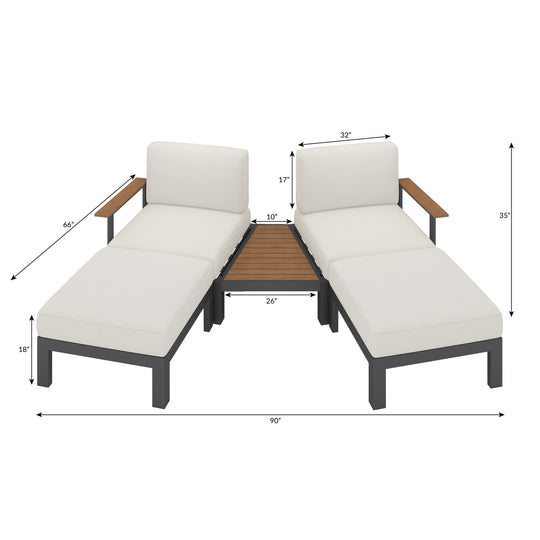 Flexion Home Newport 5-Piece Outdoor Angled Conversation Set - FlexionHome